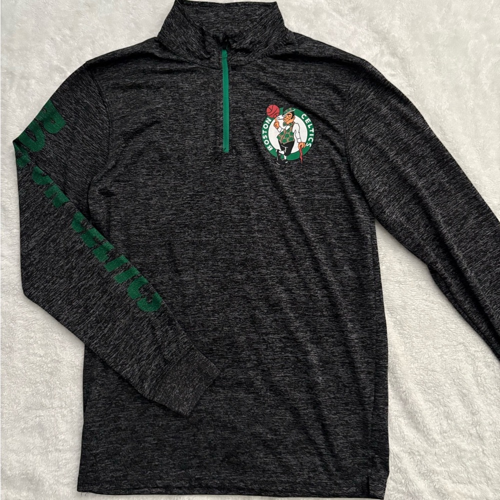 NBA Boston Celtics Black and Gray Quarter Zip Hoodie